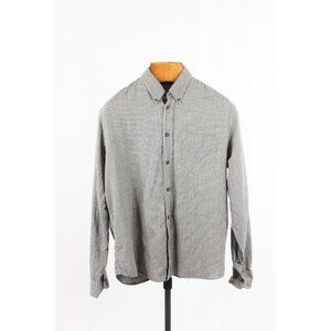 BILLY REID Kirby Standard Grey Check Cotton Flannel Button Down Shirt, Size M